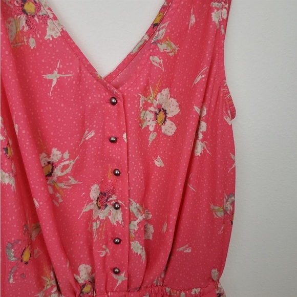 Kimchi Blue - Urban Outfitters Mini shorts Floral Pink button front Cute Romper - Picture 2 of 4